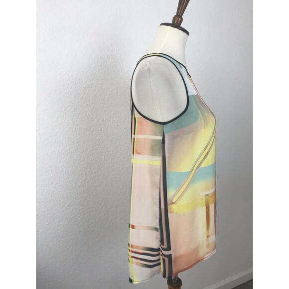 Clover Canyon Print Asymmetric Semi Sheer Tank Top - Picture 4 of 7